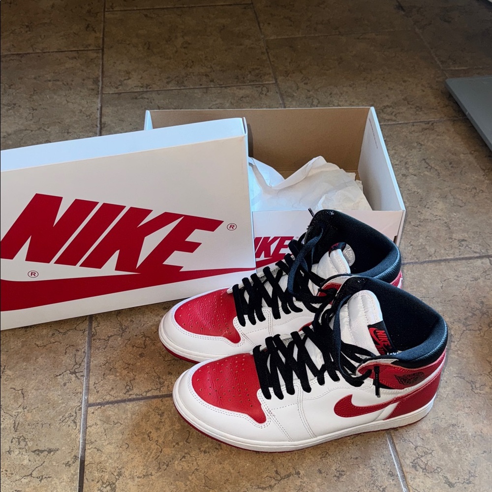 Nike Red and White High-Top Sneakers